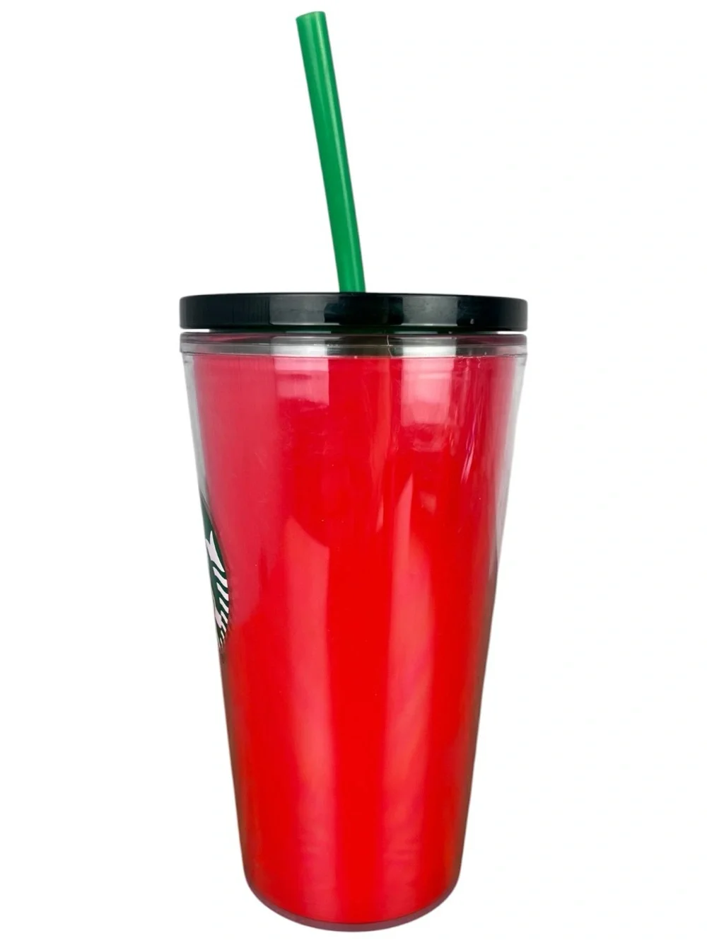 Starbucks Cup Red 16oz Cold Brew Tumbler Travel w/ Straw Shiny Holiday Logo